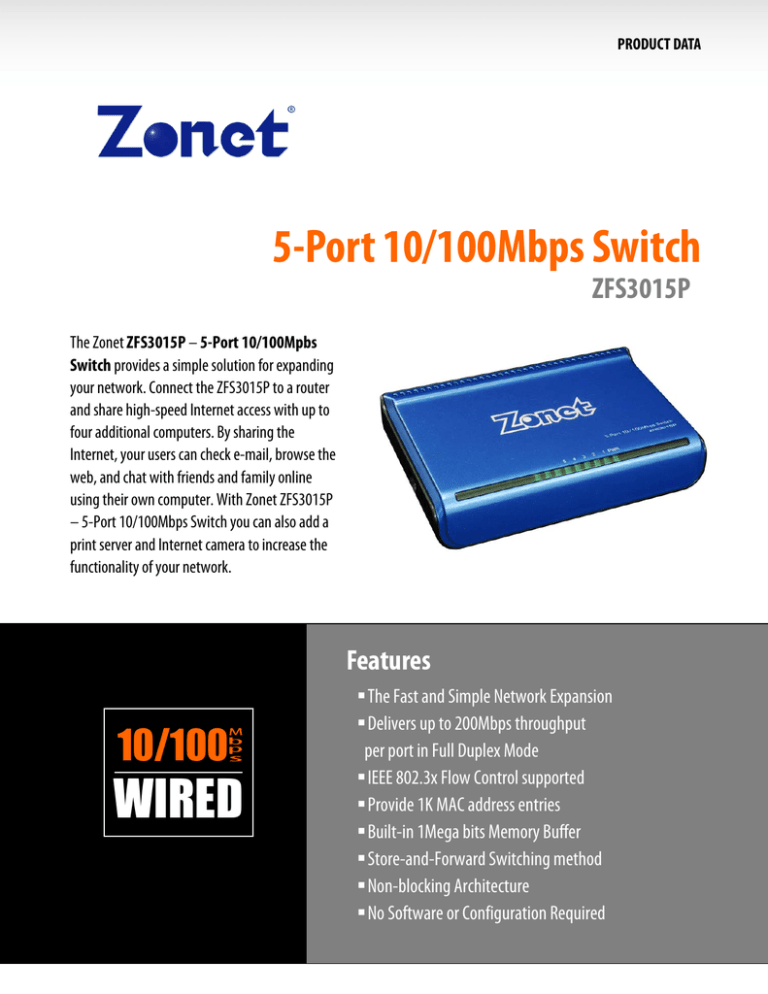 5-Port 10/100Mbps Switch 5-Port 10/100Mbps Switch