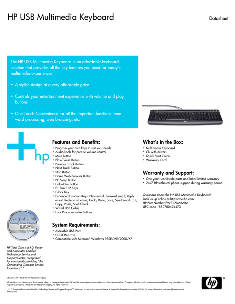 HP Pavilion Data Sheet HP Pavilion Data Sheet