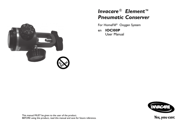 Invacare® Element™ Pneumatic Conserver Invacare® Element™ Pneumatic Conserver