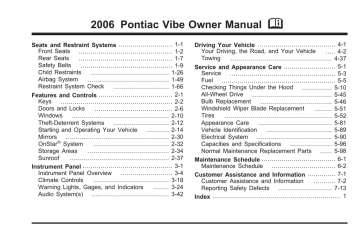 Pontiac Vibe 2006, 2006 Vibe Owner's manual Pontiac Vibe 2006, 2006 Vibe Owner's manual