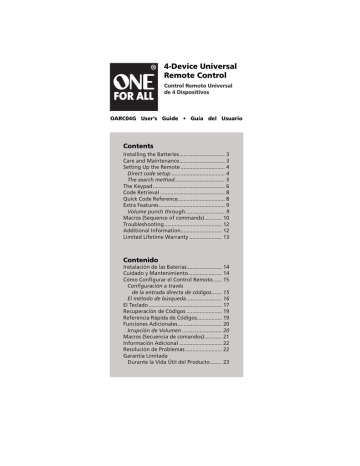 One For All OARC04G User manual | Manualzz