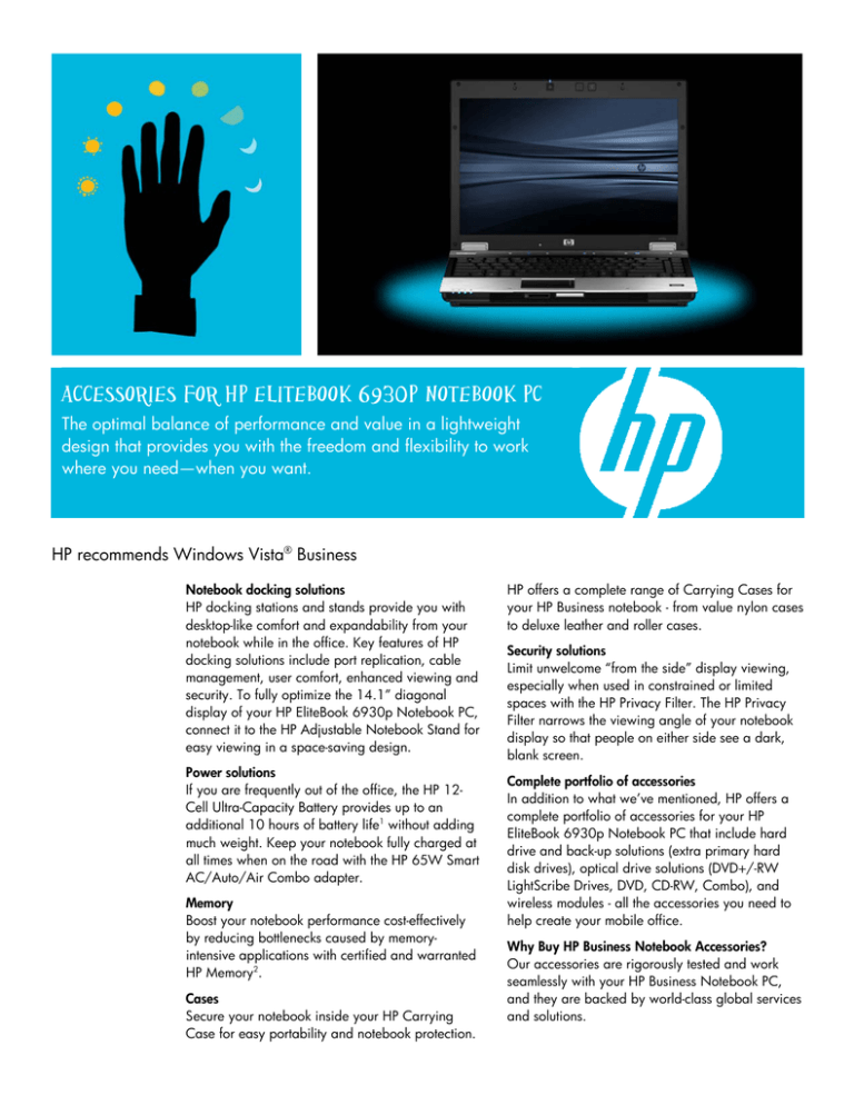 ACCESSORIES FOR HP ELITEBOOK 6930P NOTEBOOK PC ACCESSORIES FOR HP ELITEBOOK 6930P NOTEBOOK PC