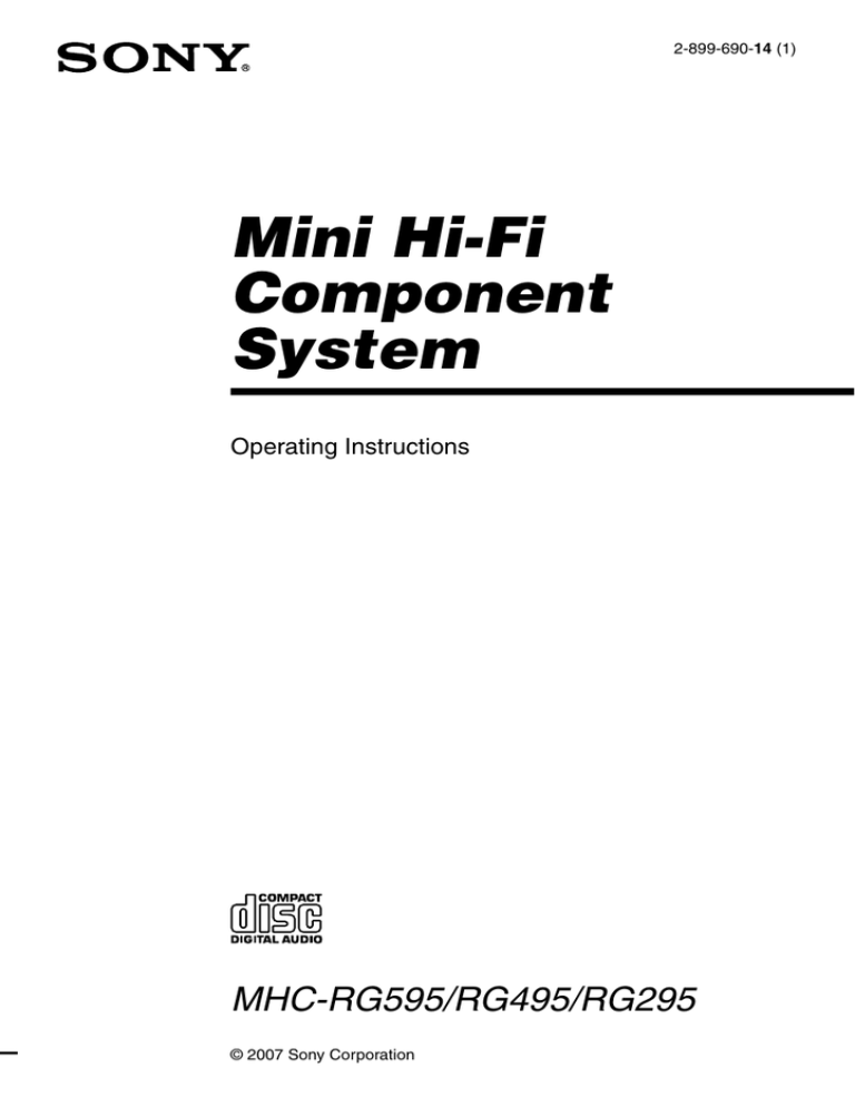 Sony MHC-RG295, MHC-RG595, MHC-RG495 Operating instructions Sony MHC-RG295, MHC-RG595, MHC-RG495 Operating instructions