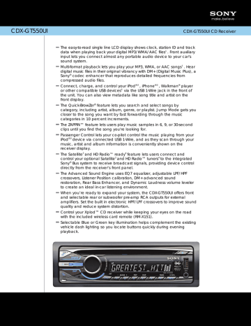 Sony CDX-GT550UI User manual Sony CDX-GT550UI User manual