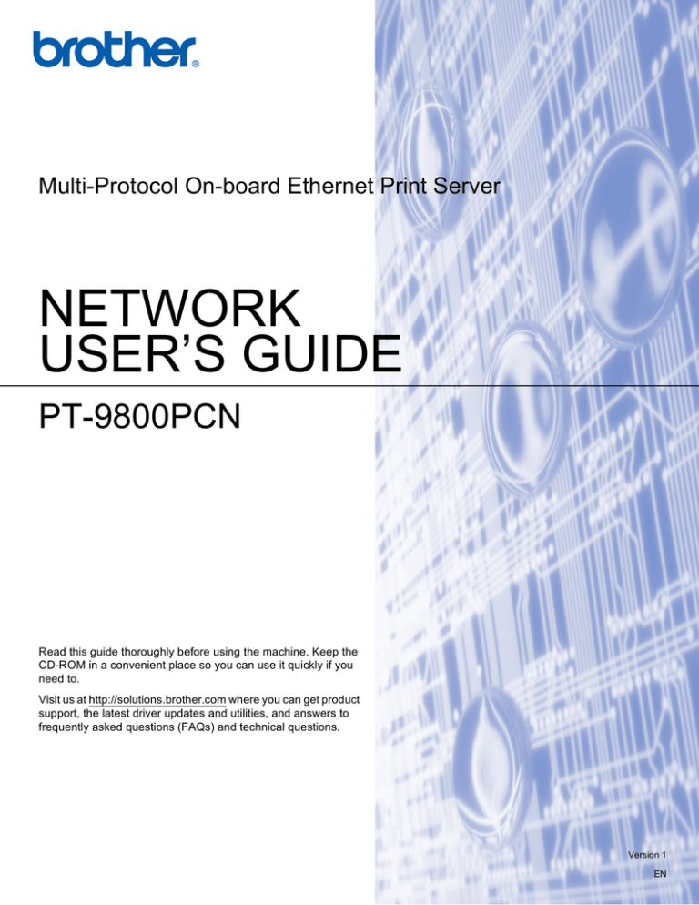 Brother PT-9800PCN User guide Brother PT-9800PCN User guide