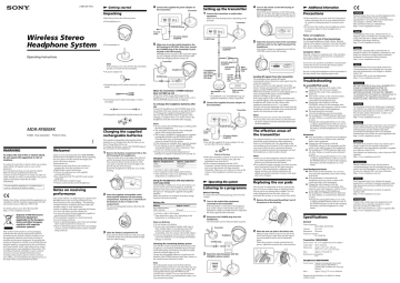 Sony MDR-RF800RK Operating instructions Sony MDR-RF800RK Operating instructions