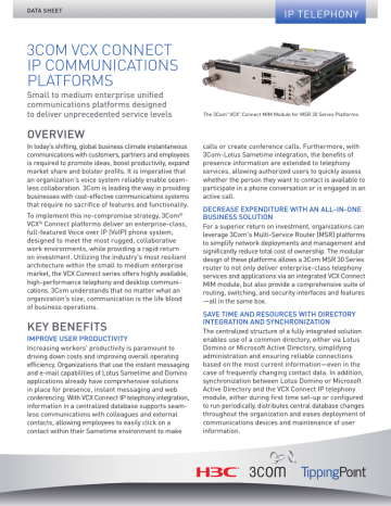 3Com VCX Connect IP Communications Platforms 3Com VCX Connect IP Communications Platforms