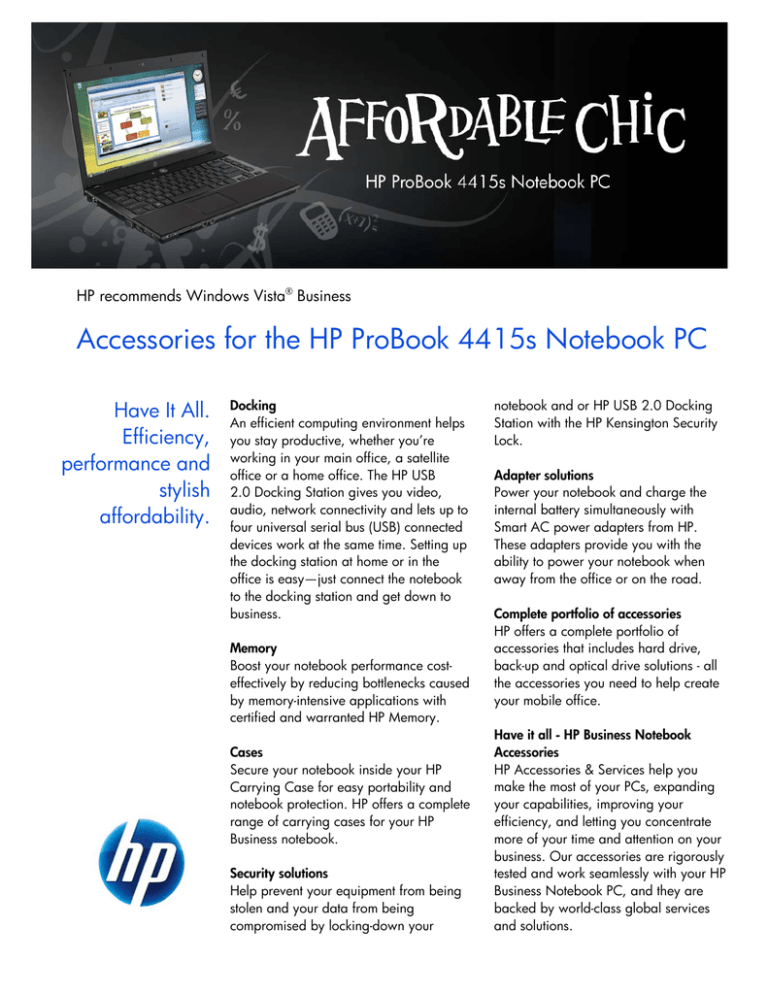 Accessories for the HP ProBook 4415s Notebook PC Accessories for the HP ProBook 4415s Notebook PC