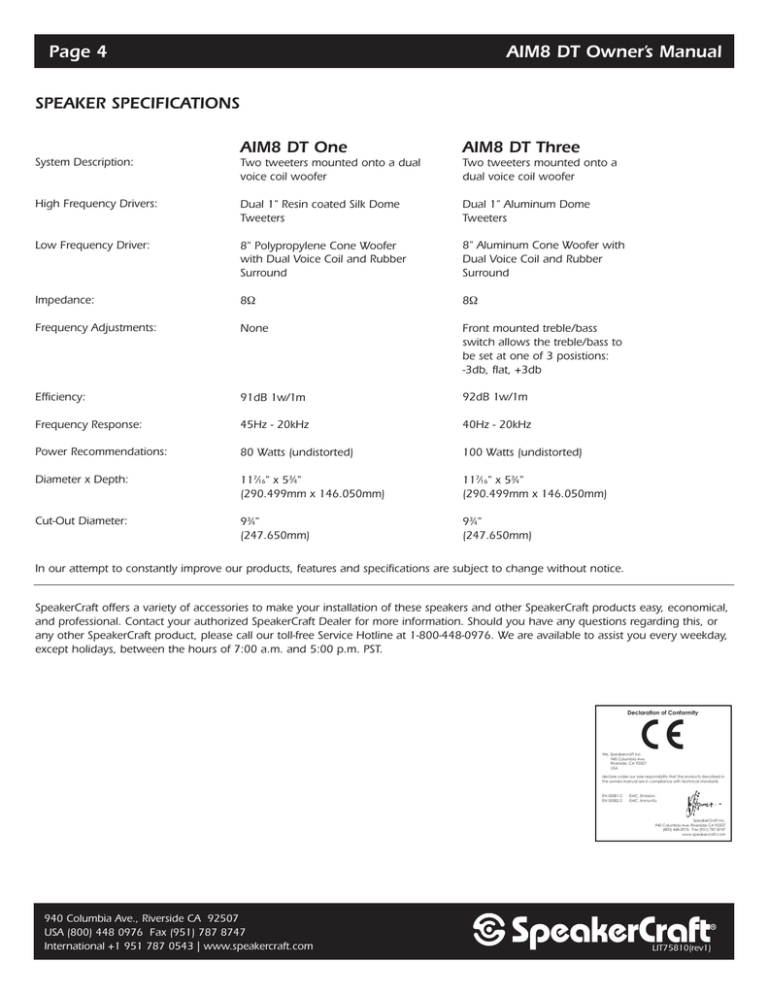 Page 4 AIM8 DT Owner`s Manual Page 4 AIM8 DT Owner`s Manual