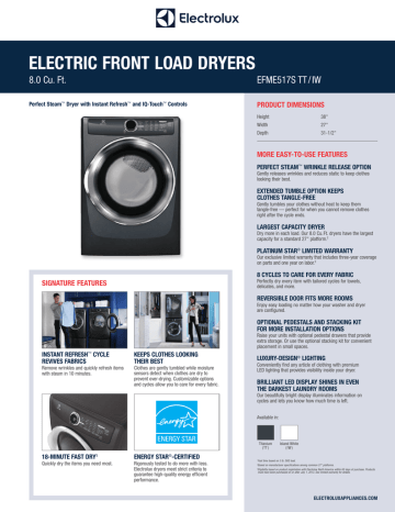 Electrolux EFME517SIW Specification Electrolux EFME517SIW Specification