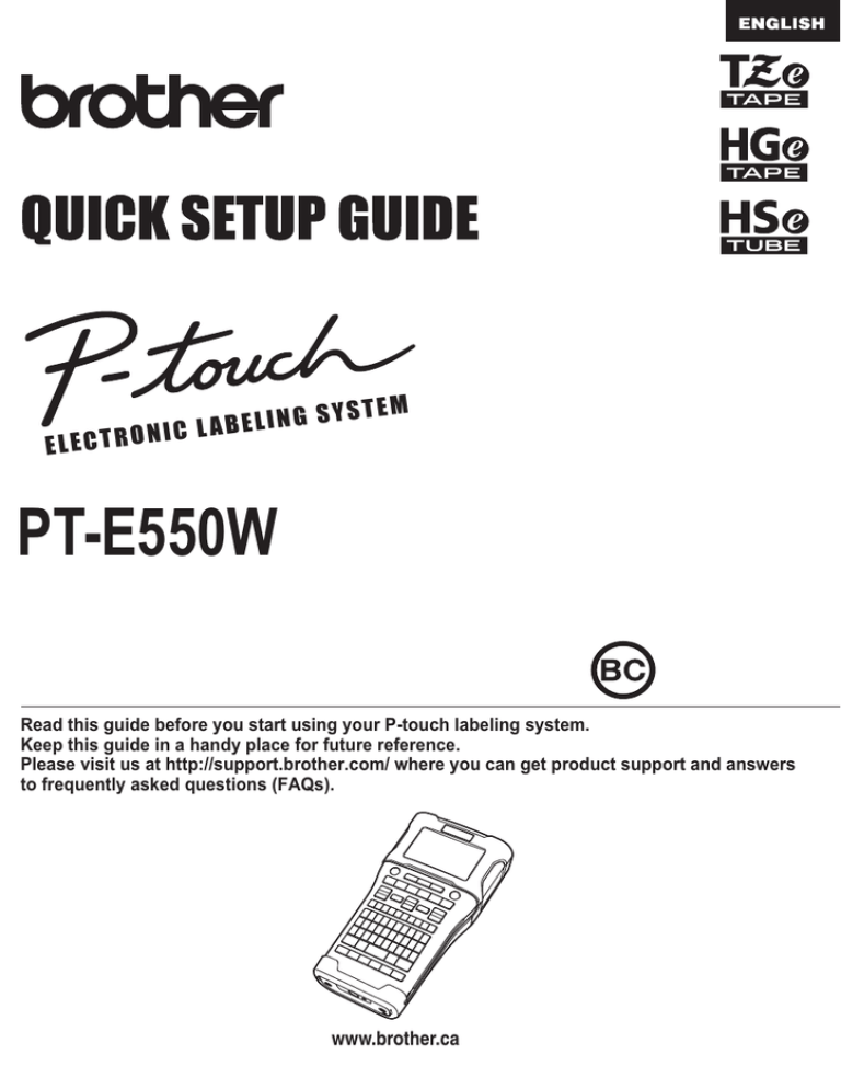 PT-E550W - Brother International PT-E550W - Brother International