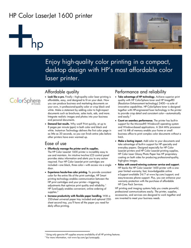 HP Color LaserJet 1600 printer Enjoy high HP Color LaserJet 1600 printer Enjoy high