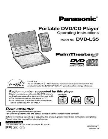 Panasonic Portable DVD/CD Player | Manualzz Panasonic Portable DVD/CD Player | Manualzz