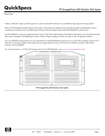 HP StorageWorks 600 Modular Disk System HP StorageWorks 600 Modular Disk System