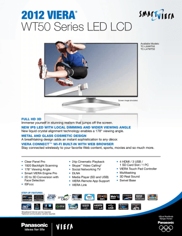 2012 VIERA® WT50 Series LED LCD 2012 VIERA® WT50 Series LED LCD