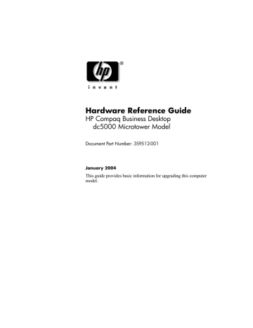 HP Compaq dc5000 Microtower PC Reference guide HP Compaq dc5000 Microtower PC Reference guide