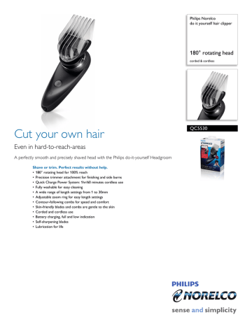 QC5530/40 Philips do it yourself hair clipper QC5530/40 Philips do it yourself hair clipper