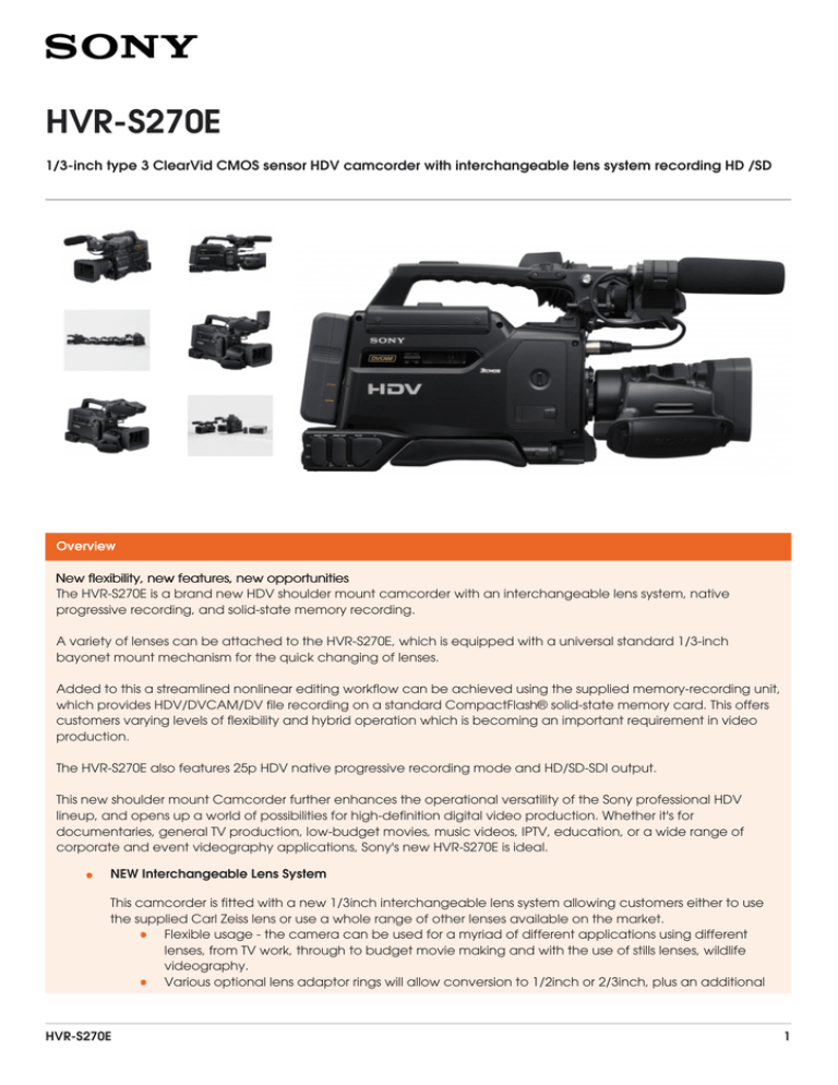 HVR-S270E Brochure HVR-S270E Brochure