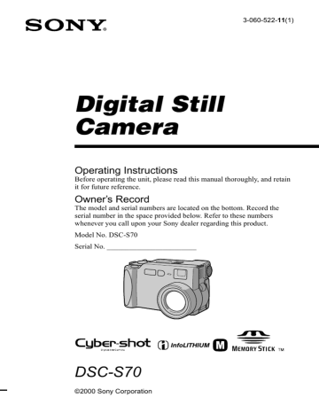 Sony Cyber Shot DSC-S70 Operating instructions | Manualzz Sony Cyber Shot DSC-S70 Operating instructions | Manualzz