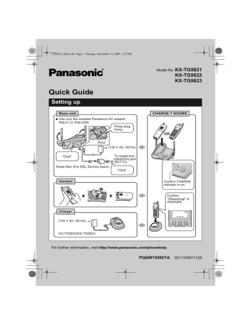 Panasonic KXTG5622, KXTG5621, KXTG5623 Operating instructions Panasonic KXTG5622, KXTG5621, KXTG5623 Operating instructions