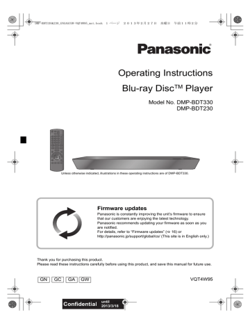 Operating Instructions Blu-ray DiscTM Player Operating Instructions Blu-ray DiscTM Player