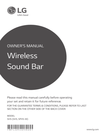 LG SH5 2.1Ch 320W Soundbar, SH5 Instruction manual LG SH5 2.1Ch 320W Soundbar, SH5 Instruction manual