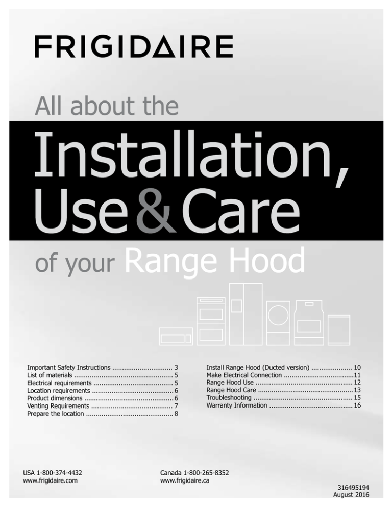 Frigidaire FHWC3650RSA, FHWC3050RSA, FHWC3650RSB, FHWC3650RS, FHWC3050RS Owner's manual Frigidaire FHWC3650RSA, FHWC3050RSA, FHWC3650RSB, FHWC3650RS, FHWC3050RS Owner's manual