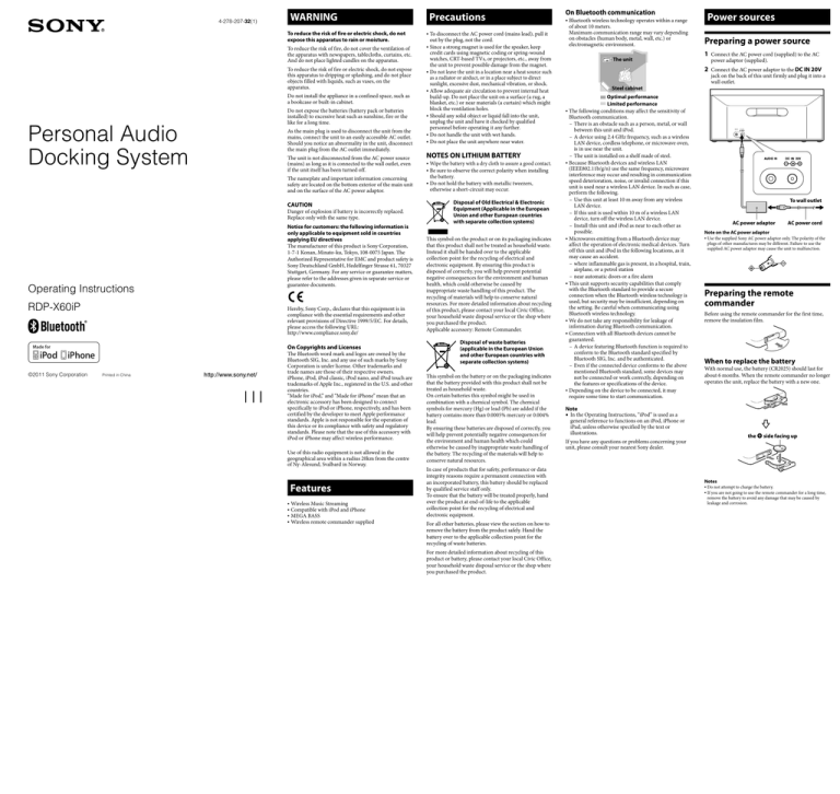 Sony RDP-X60iP Operating instructions Sony RDP-X60iP Operating instructions