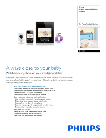 B120E/10 Philips In.Sight wireless HD baby monitor B120E/10 Philips In.Sight wireless HD baby monitor