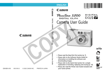 Canon PowerShot S200 User guide | Manualzz Canon PowerShot S200 User guide | Manualzz