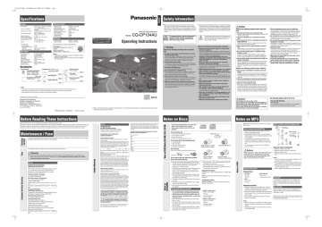 CQ-CP134AU Operating Instructions Safety Information Before CQ-CP134AU Operating Instructions Safety Information Before
