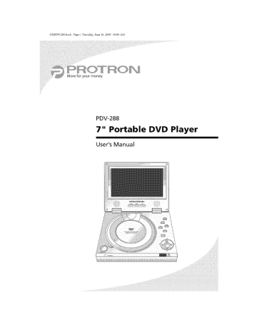 PROTRON PDV-288 Portable DVD Player User's Manual | Manualzz PROTRON PDV-288 Portable DVD Player User's Manual | Manualzz
