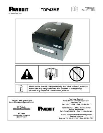 Panduit TDP43ME/AUS Desktop Printer Owner's Manual | Manualzz Panduit TDP43ME/AUS Desktop Printer Owner's Manual | Manualzz