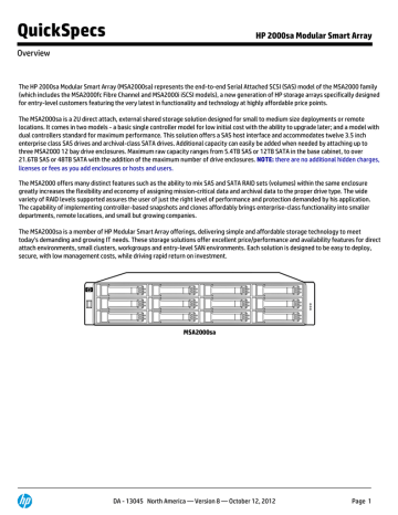 HP 2000sa Modular Smart Array HP 2000sa Modular Smart Array