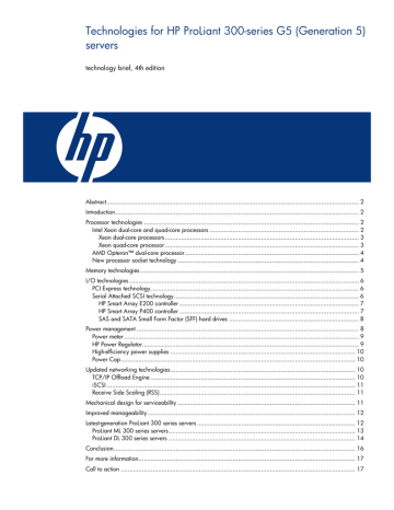 Technologies for HP ProLiant 300-series G5 (Generation 5) Technologies for HP ProLiant 300-series G5 (Generation 5)
