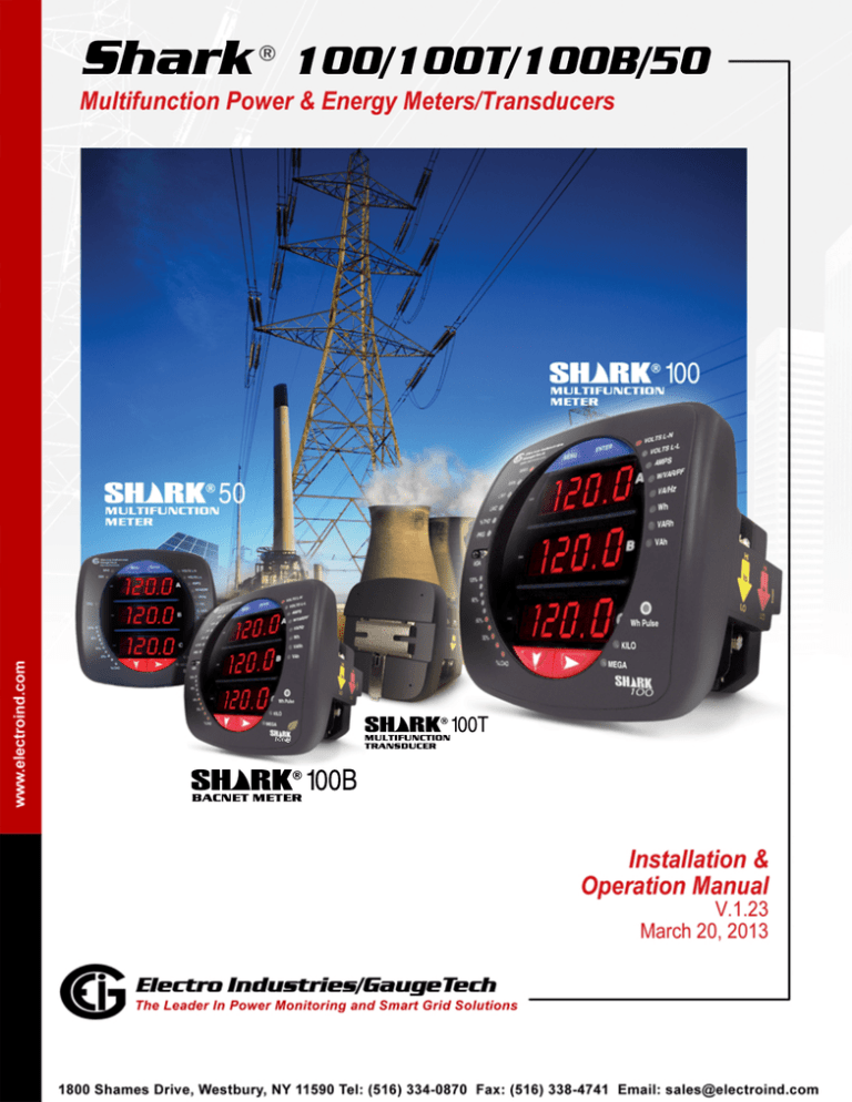Shark 100 100T 100B User Manual V.1.23 Shark 100 100T 100B User Manual V.1.23