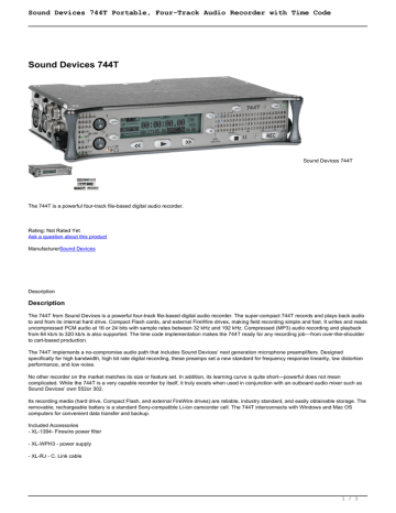 Sound Devices 744T Portable, Four Sound Devices 744T Portable, Four