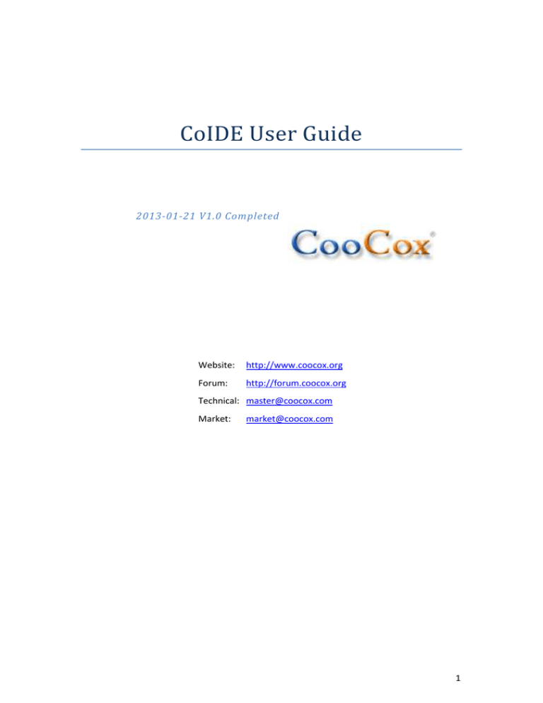 CoIDE User Guide CoIDE User Guide