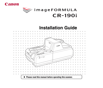 Canon imageFORMULA CR-190i Owner's manual Canon imageFORMULA CR-190i Owner's manual