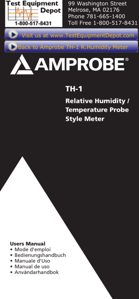 Relative Humidity / Temperature Probe Style Meter Relative Humidity / Temperature Probe Style Meter