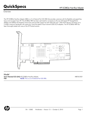 HP SC08Ge Host Bus Adapter HP SC08Ge Host Bus Adapter
