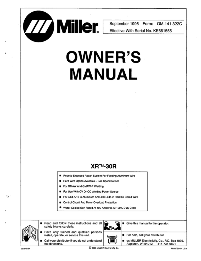 Miller KE661555 Owner's manual Miller KE661555 Owner's manual
