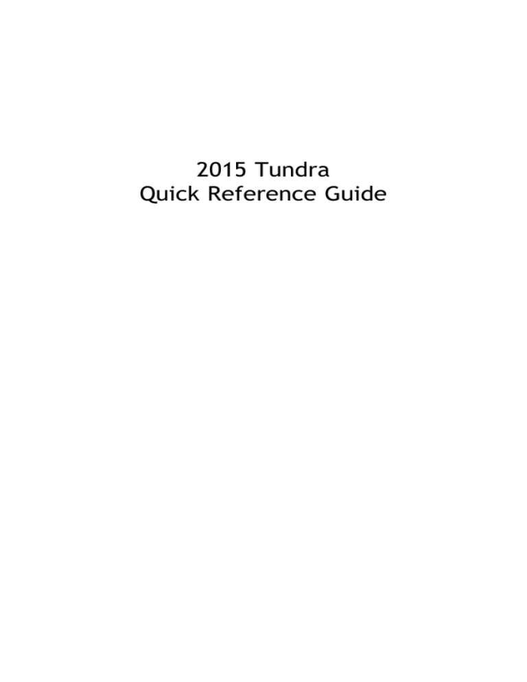 Toyota Tundra Reference guide Toyota Tundra Reference guide