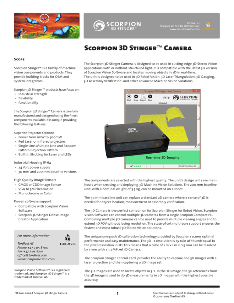 scorpion 3d stinger™ camera scorpion 3d stinger™ camera