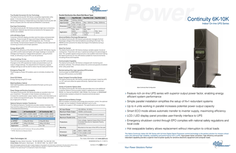 Alpha Continuity 6K - 10K Datasheet Alpha Continuity 6K - 10K Datasheet