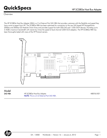HP SC08Ge Host Bus Adapter HP SC08Ge Host Bus Adapter