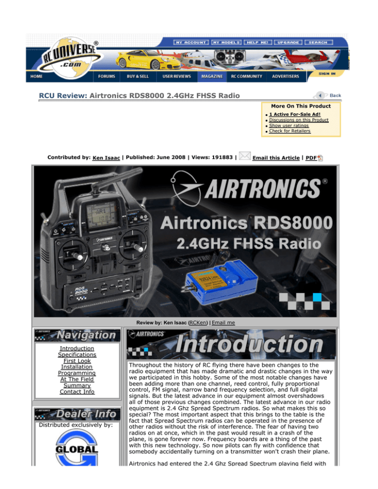 RCU Review: Airtronics RDS8000 2.4GHz FHSS Radio RCU Review: Airtronics RDS8000 2.4GHz FHSS Radio