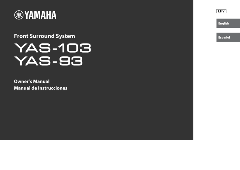 Yamaha YAS-103 Owner's manual Yamaha YAS-103 Owner's manual