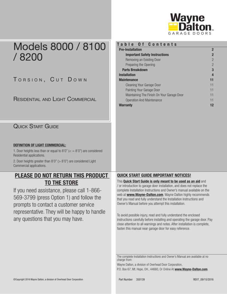 Models 8000 / 8100 / 8200 Models 8000 / 8100 / 8200