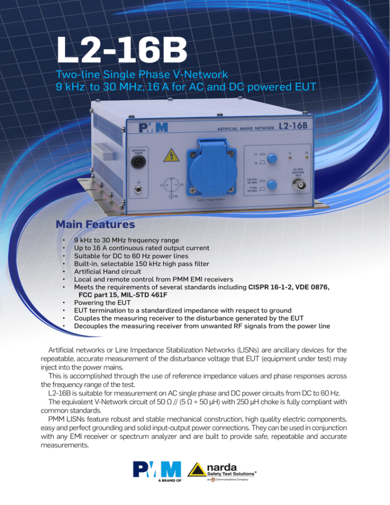 L2-16B - Narda Safety Test Solutions Srl L2-16B - Narda Safety Test Solutions Srl